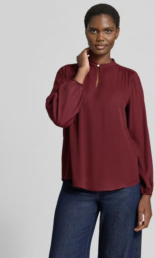 MORE & MORE Regular fit blouse van viscose met druppelvormige hals - Foto 2