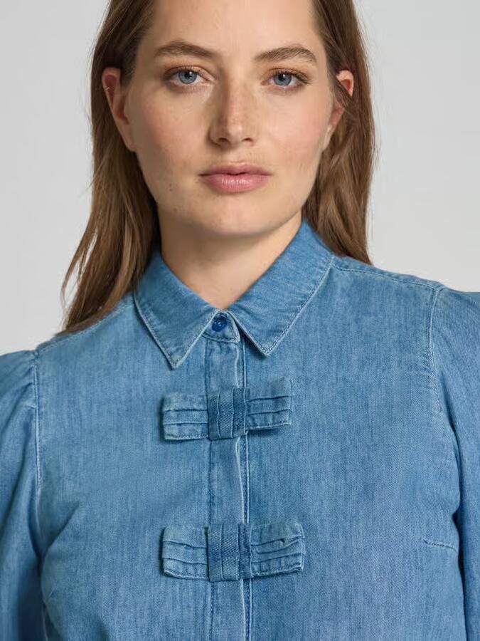 MORE & MORE Regular fit jeansblouse met blinde knoopsluiting