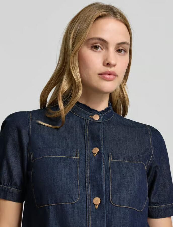 MORE & MORE regular fit jeansblouse met borstzakken