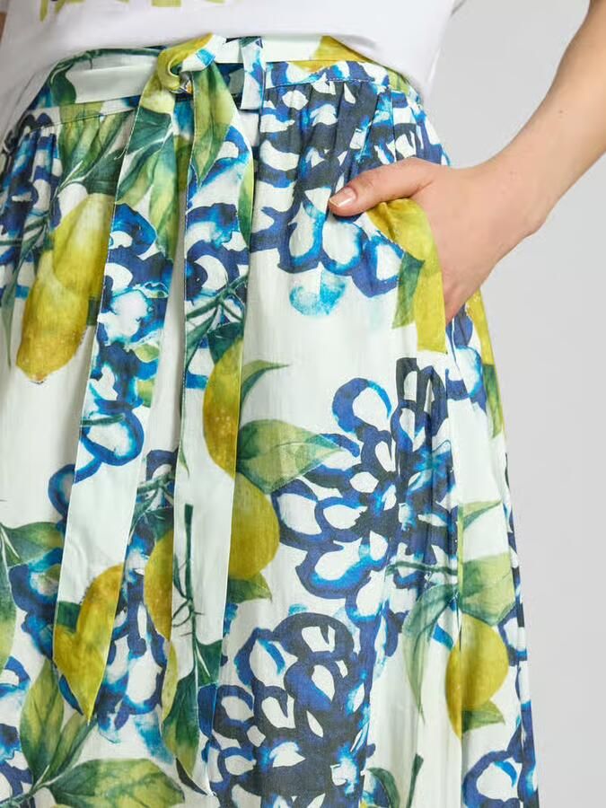 MORE & MORE Regular fit midirok met florale all-over print
