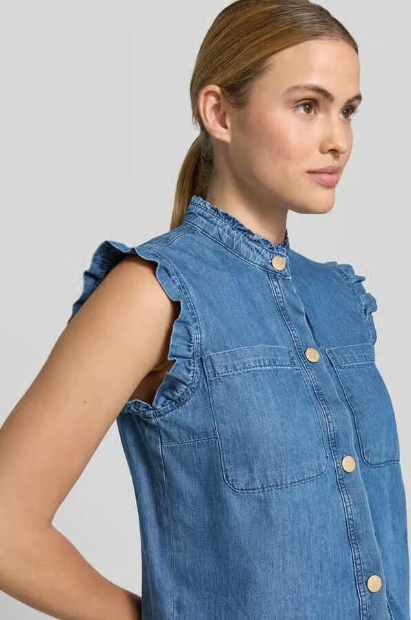 MORE & MORE regular fit overhemdblouse in denimlook
