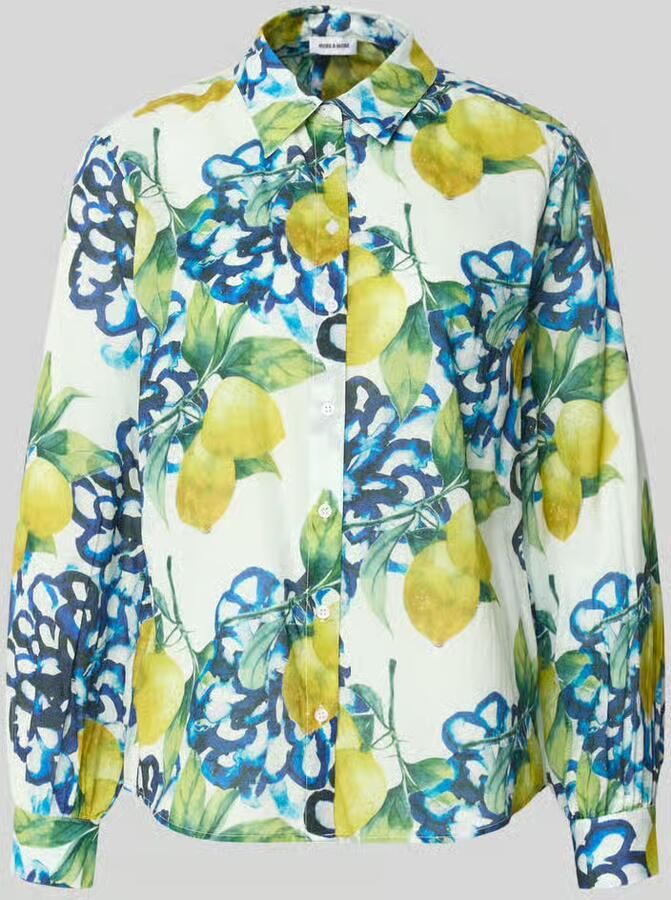 MORE & MORE regular fit overhemdblouse met all-over bloemenmotief