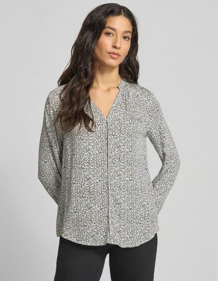 MORE & MORE Regular fit overhemdblouse van viscose met V-hals - Foto 2