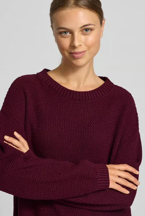 MORE & MORE Regular fit pullover in gebreide look met extra brede schouders
