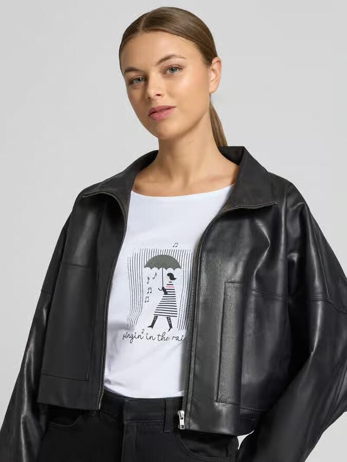 MORE & MORE Regular fit T-shirt met strass-steentjes model 'Januar'