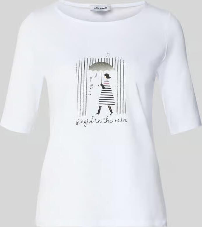 MORE & MORE Regular fit T-shirt met strass-steentjes model 'Januar' - Foto 2