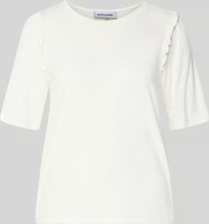 MORE & MORE regular fit T-shirt van viscosemix met ruches - Foto 2