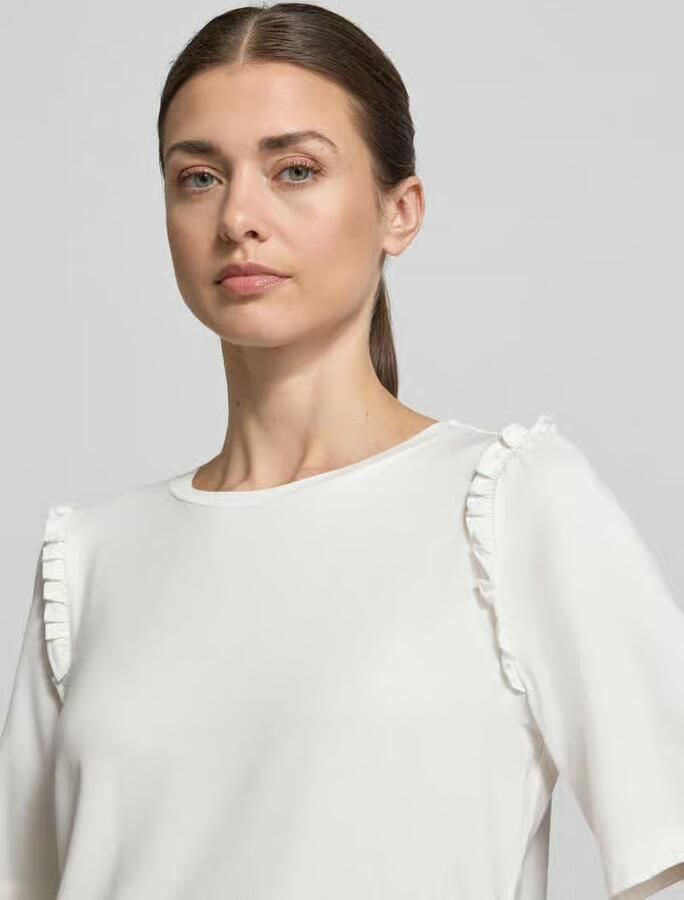 MORE & MORE regular fit T-shirt van viscosemix met ruches