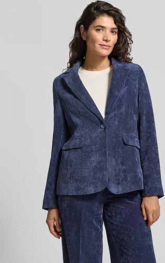 MORE & MORE Slim fit blazer van corduroy met klepzakken - Foto 2