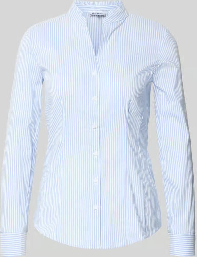 MORE & MORE Slim fit blouse met opstaande kraag en V-hals - Foto 2