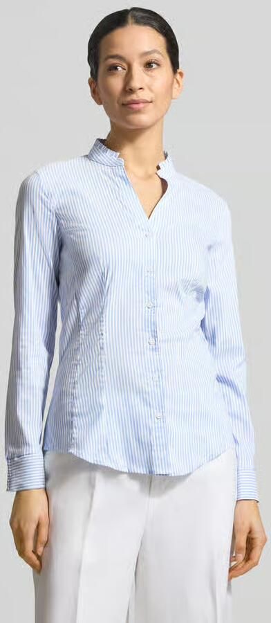 MORE & MORE Slim fit blouse met opstaande kraag en V-hals - Foto 3