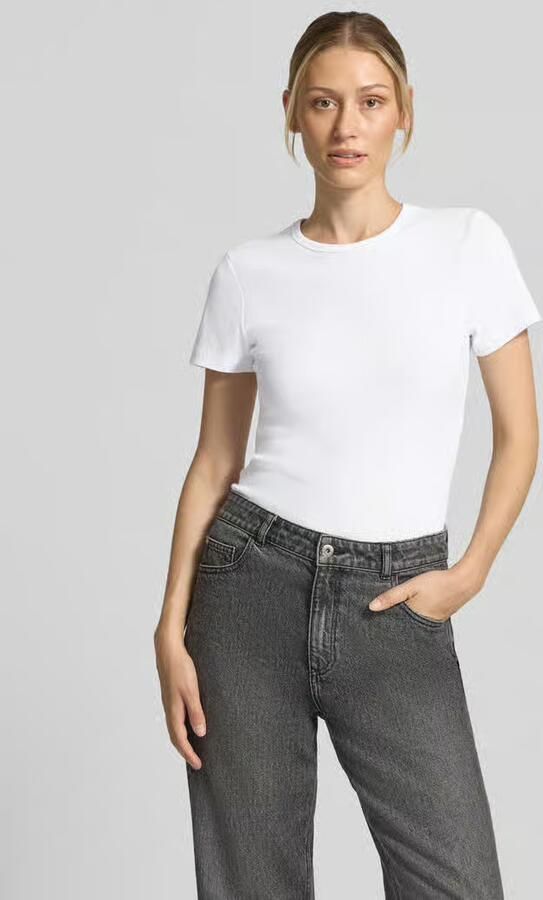 MORE & MORE Slim fit t-shirt van elastische katoenmix - Foto 3