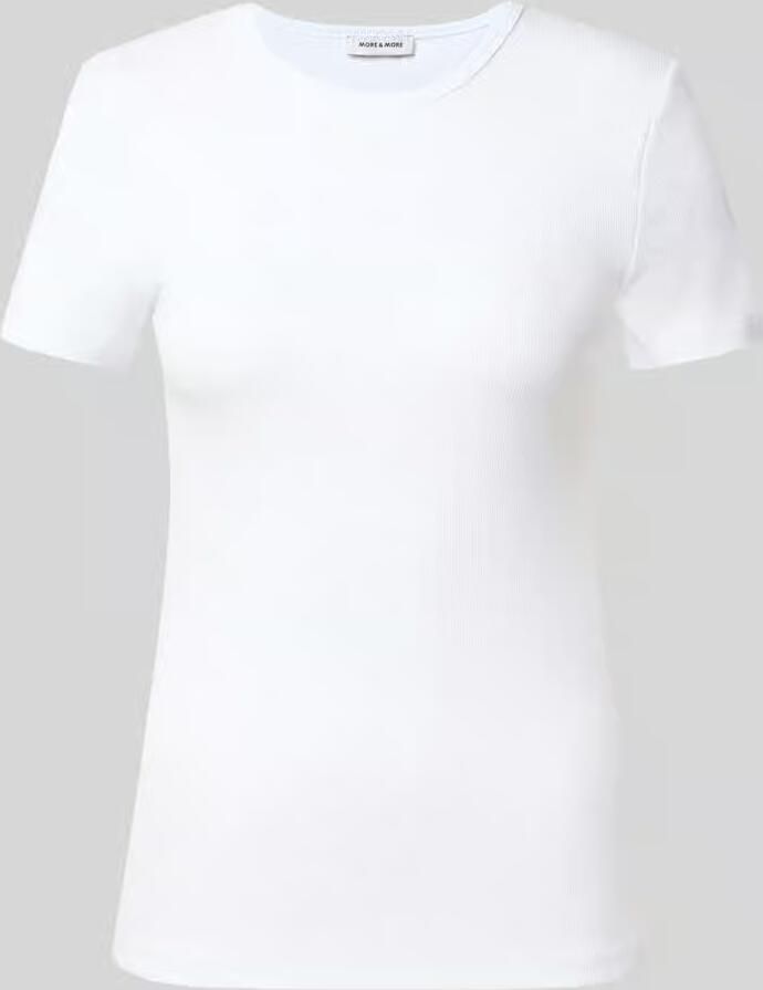MORE & MORE Slim fit t-shirt van elastische katoenmix - Foto 2