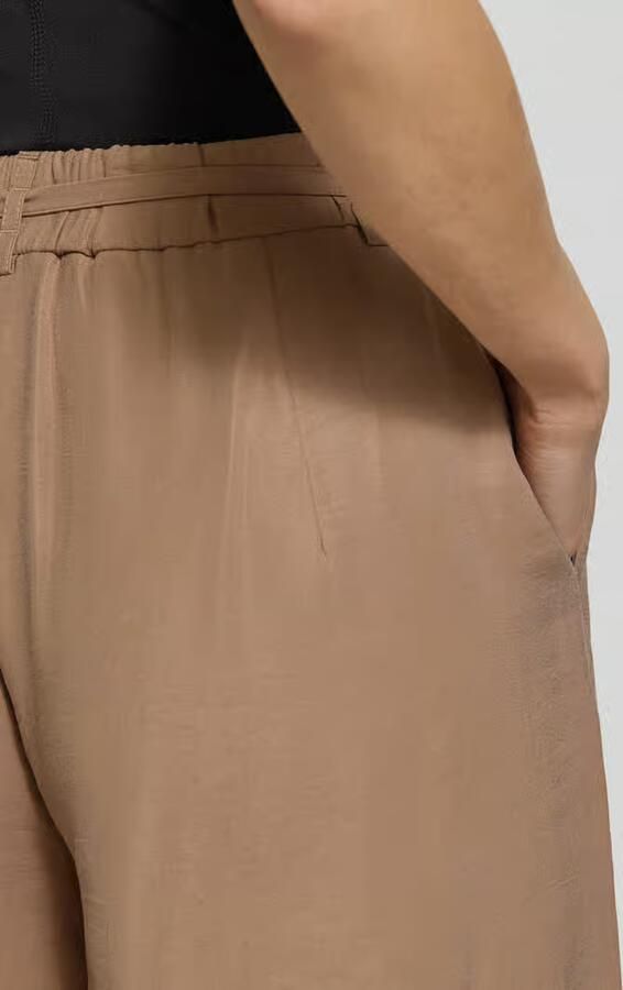 MORE & MORE Stoffen broek met elastische band en strikceintuur