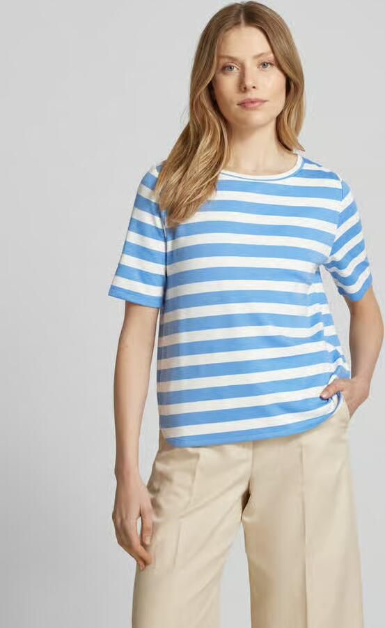 MORE & MORE T-shirt met geribde boothals - Foto 2