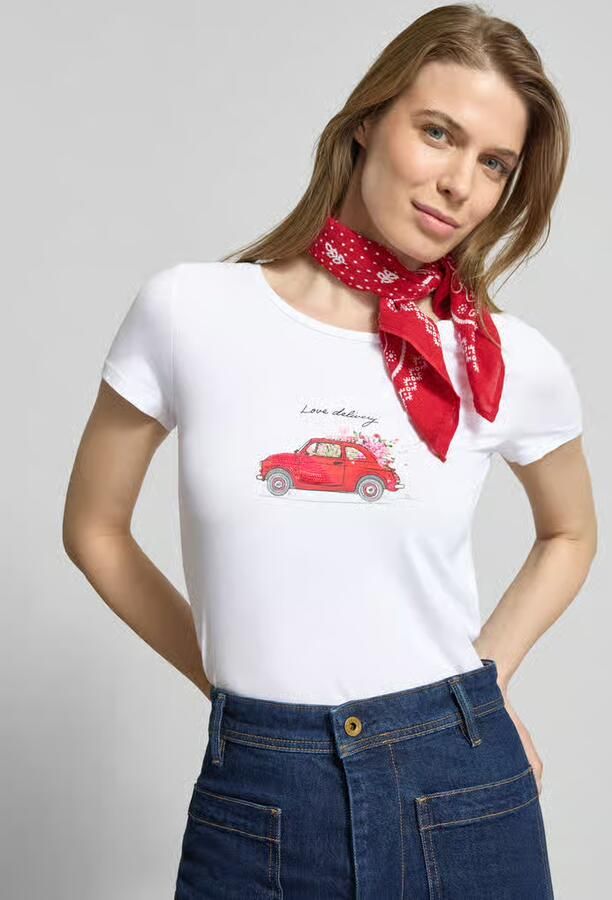 MORE & MORE T-shirt met motiefprint en pailletten