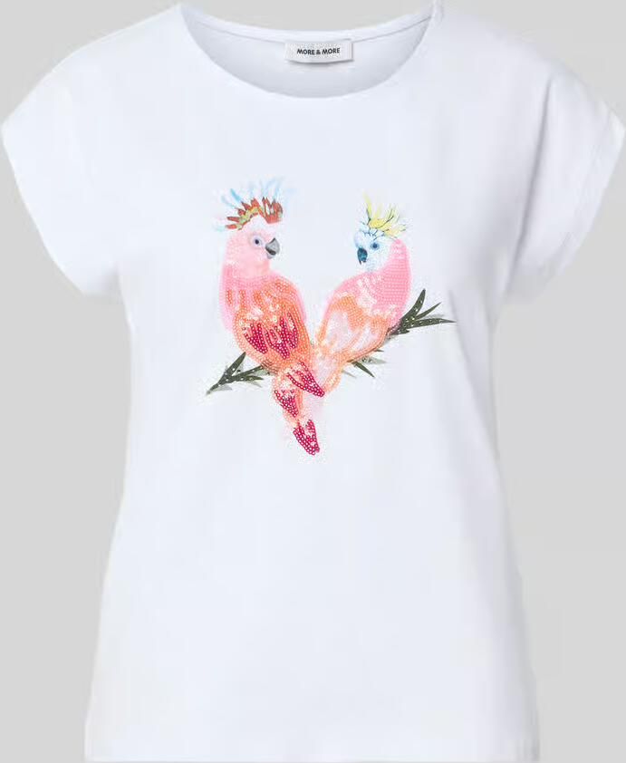 MORE & MORE T-shirt met motiefprint en pailletten