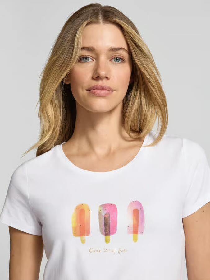 MORE & MORE T-shirt met motiefprint en ronde hals