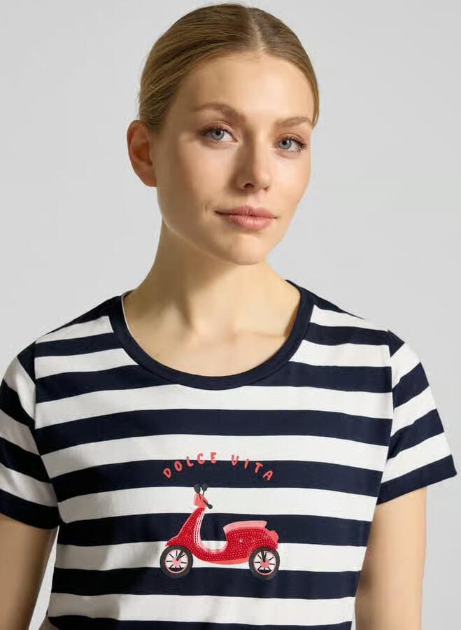 MORE & MORE T-shirt met motiefprint en ronde hals