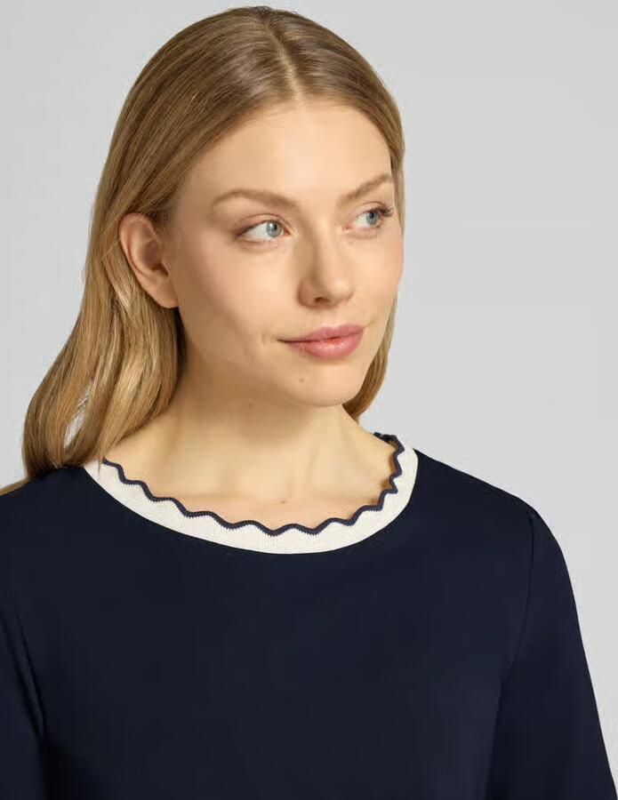 MORE & MORE T-shirt met ronde hals en golvende zoom