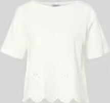 MORE & MORE T-shirt met ronde hals en opengewerkte borduursels