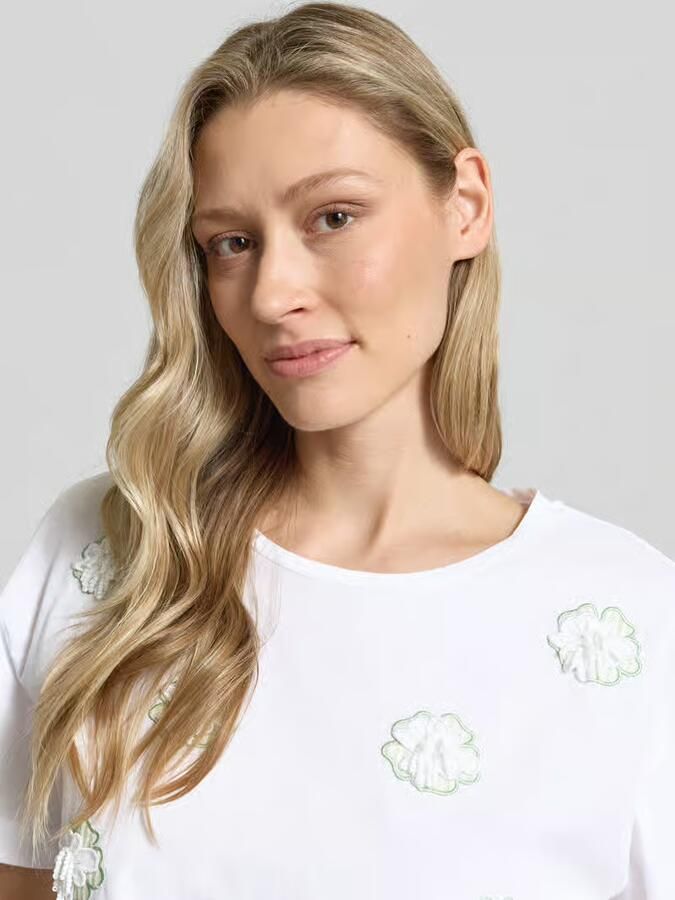 MORE & MORE T-shirt met stitchings en ronde hals