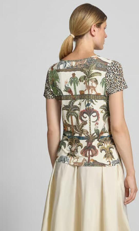 MORE & MORE T-shirt van mix van viscose en elastaan met druppelvormige hals
