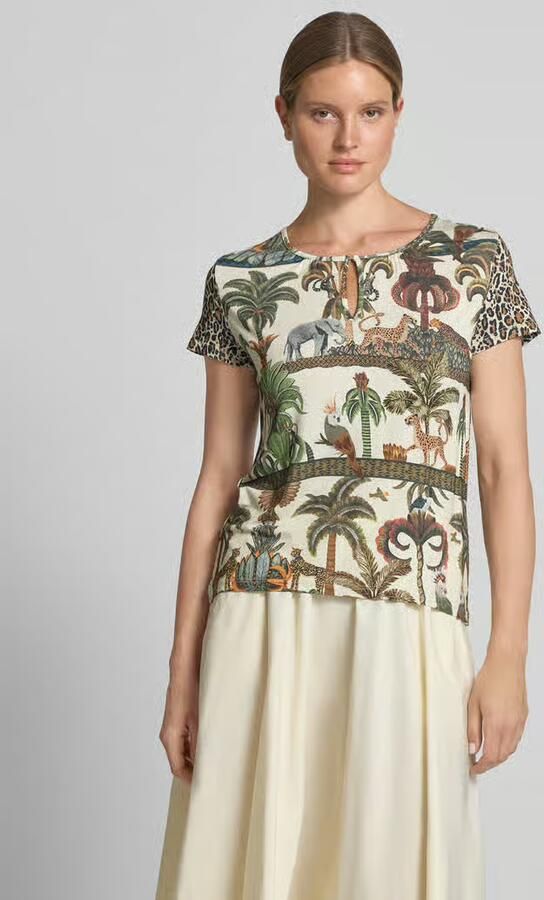 MORE & MORE T-shirt van mix van viscose en elastaan met druppelvormige hals - Foto 4