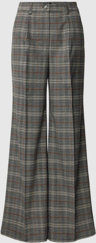 MORE & MORE Stoffen broek met tartanruit en persplooien