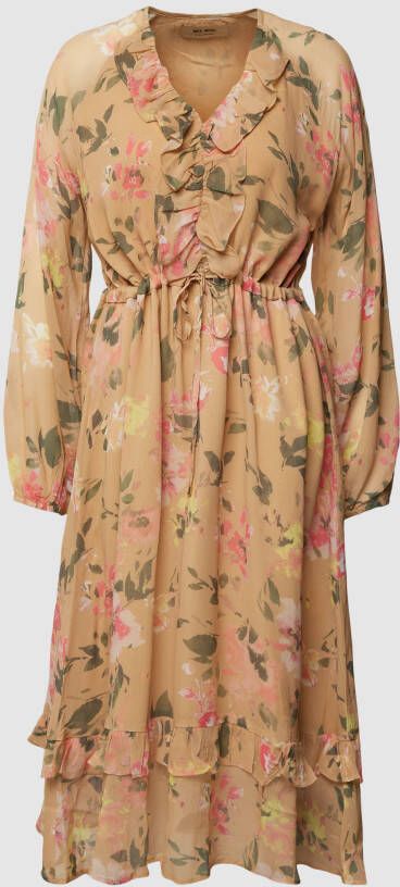 MOS MOSH Knielange jurk van viscose met bloemenmotief model 'SABELLA'