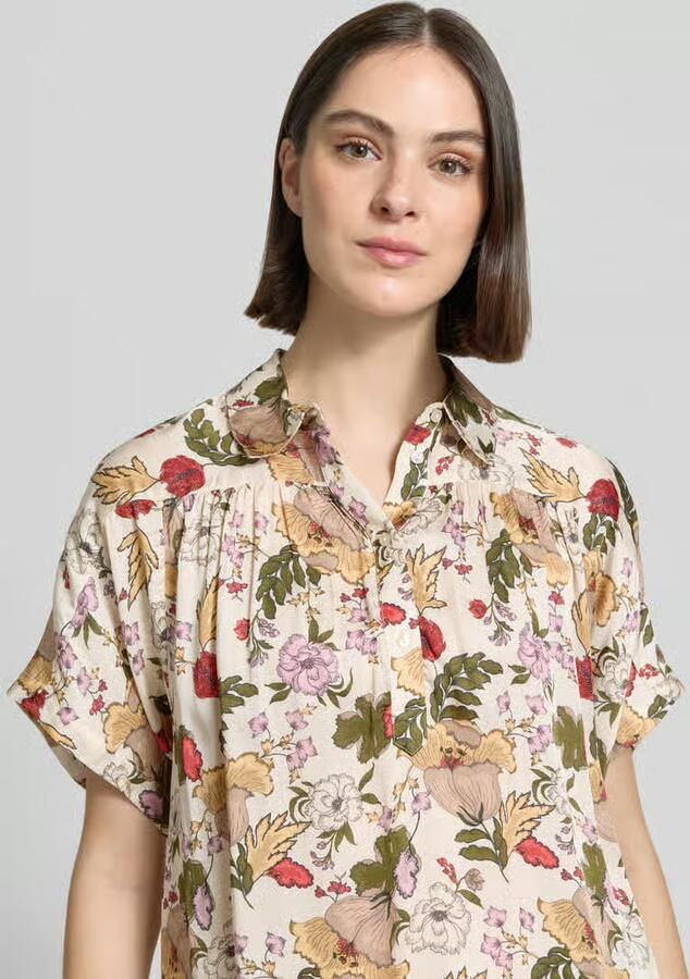 MOS MOSH Blouse van viscose met korte knoopsluiting model 'Winie Flowwi'