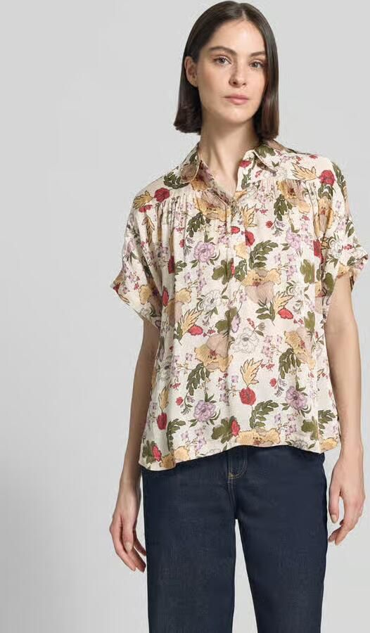MOS MOSH Blouse van viscose met korte knoopsluiting model 'Winie Flowwi' - Foto 3