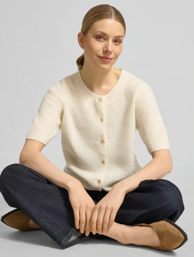MOS MOSH Cardigan van wolmix met 1 2-mouwen model 'Thora'