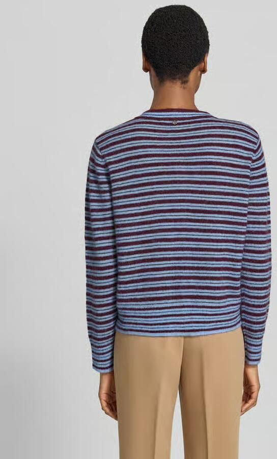 Mos Mosh gebreide gestreepte vest met wol blauw - Foto 5