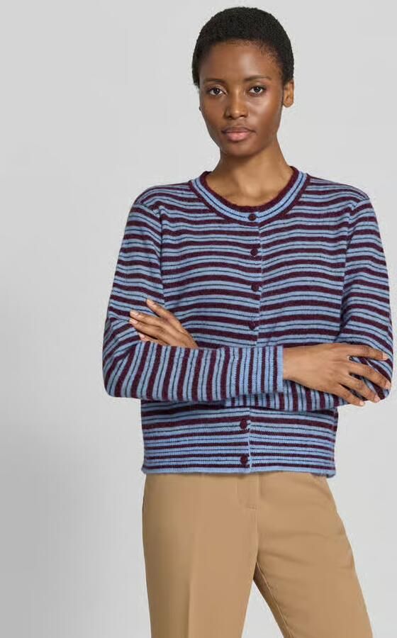 Mos Mosh gebreide gestreepte vest met wol blauw - Foto 4