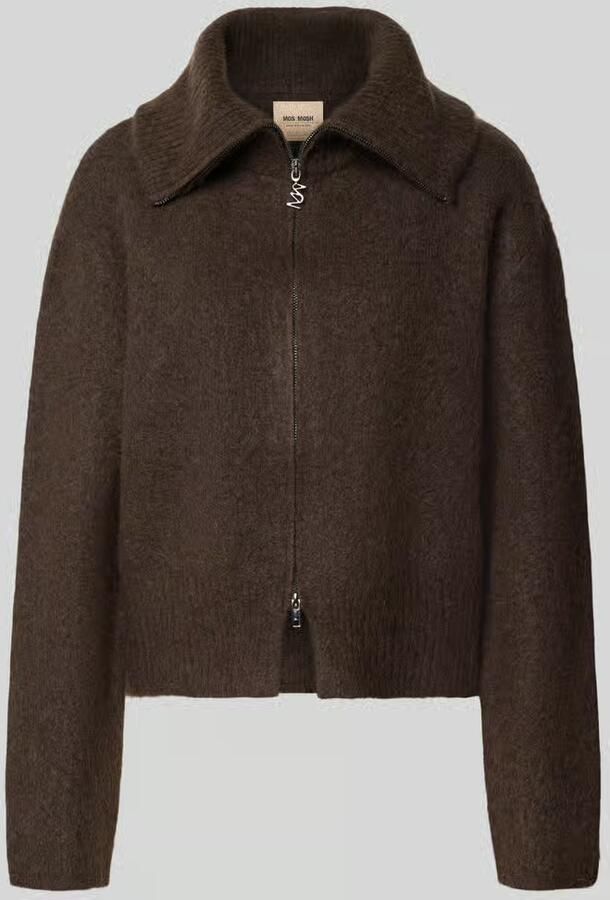 MOS MOSH Gebreid jack van mohair-mix met labeldetail model 'Hulda'