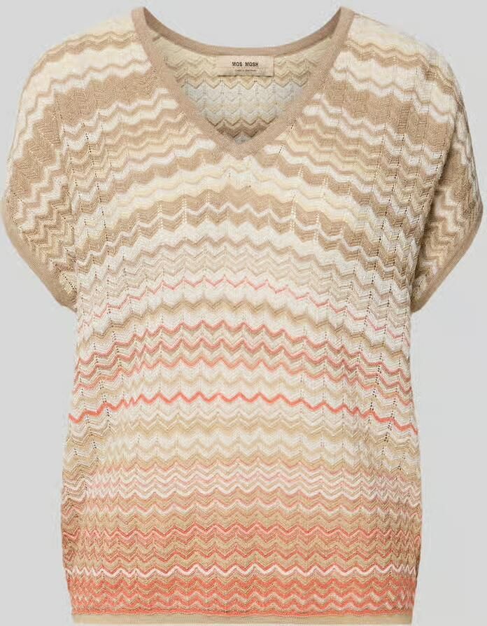 MOS MOSH Gebreid shirt met V-hals en kapmouwen model 'Shani' - Foto 2