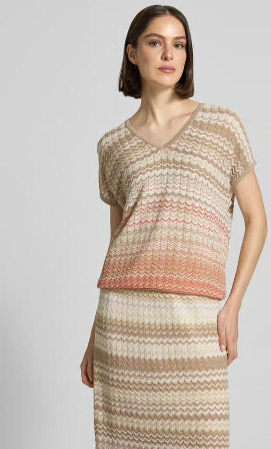 MOS MOSH Gebreid shirt met V-hals en kapmouwen model 'Shani' - Foto 2