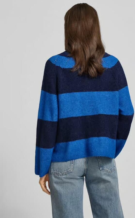 MOS MOSH Gebreide pullover van wolmix met streepmotief model 'Taci'