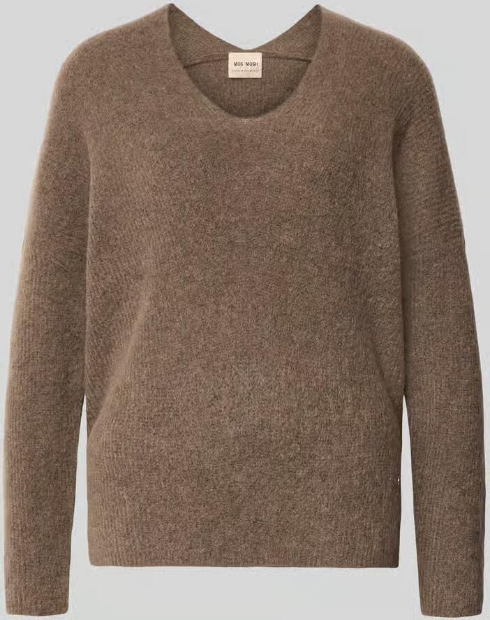 MOS MOSH Gebreide pullover van wolmix met v-hals model 'THORA'