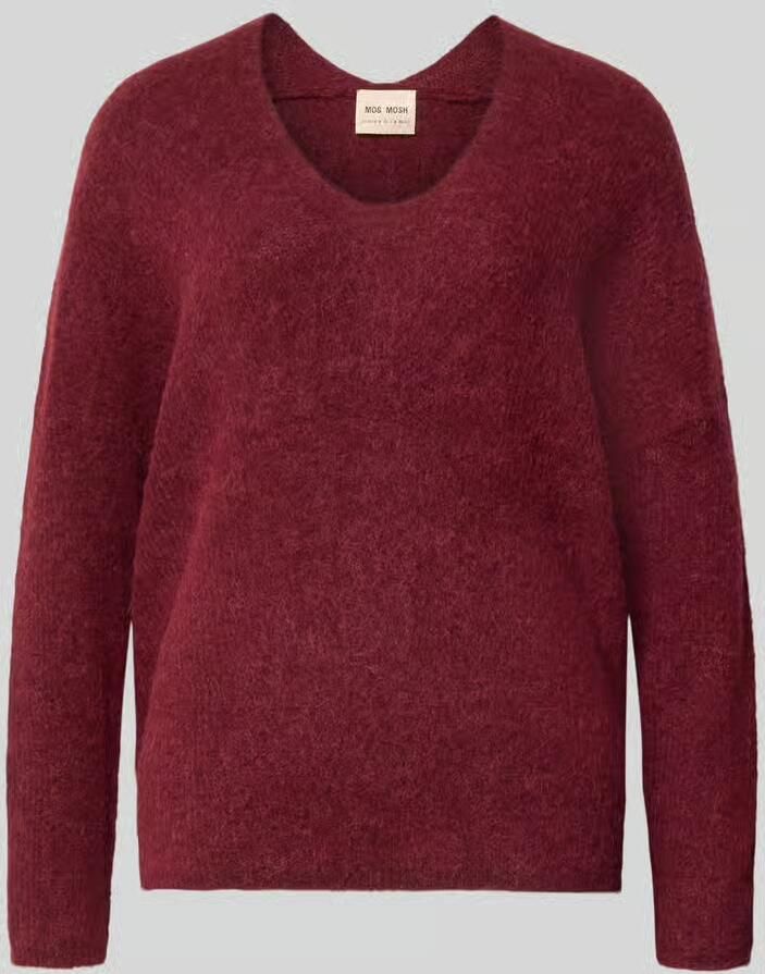 MOS MOSH Gebreide pullover van wolmix met v-hals model 'THORA'