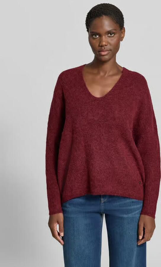 MOS MOSH Gebreide pullover van wolmix met v-hals model 'THORA' - Foto 2