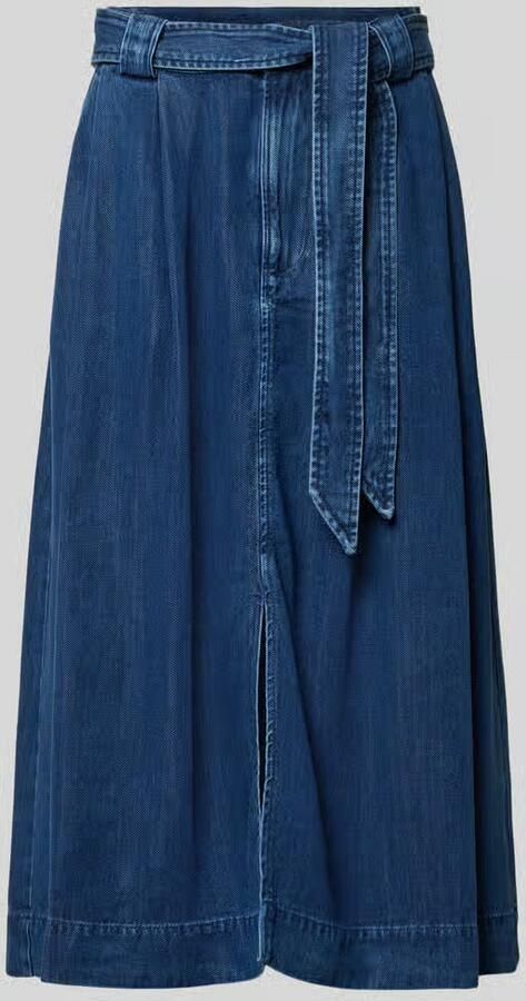 MOS MOSH midi-jeansrok met strikceintuur model 'Koda'