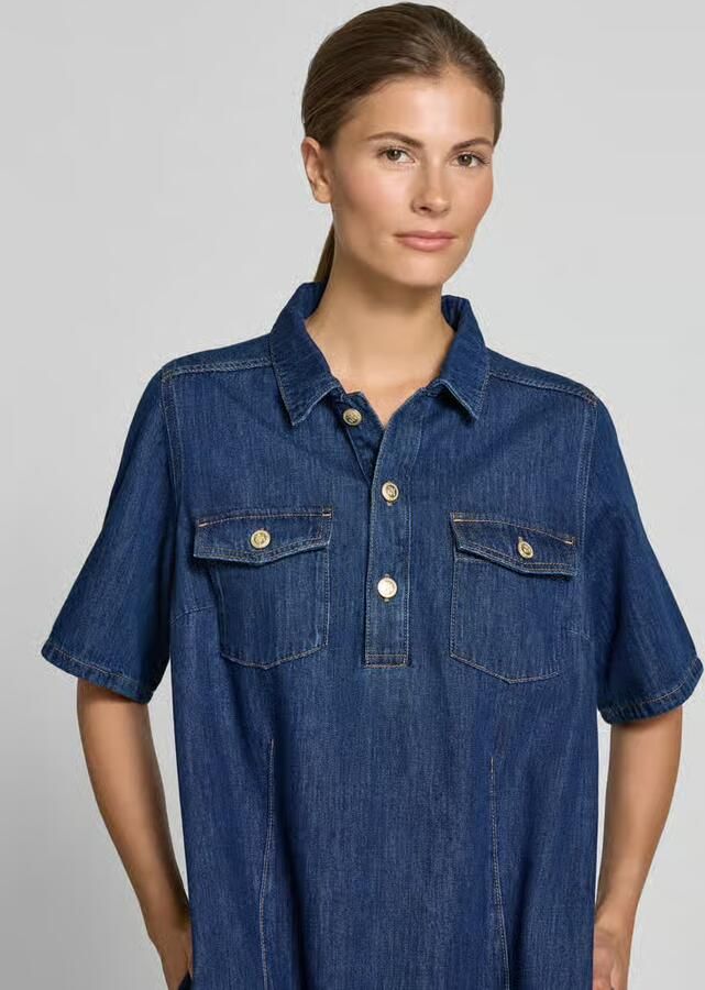 MOS MOSH Knie-lange denimjurk met borstzakken model 'Biba East'