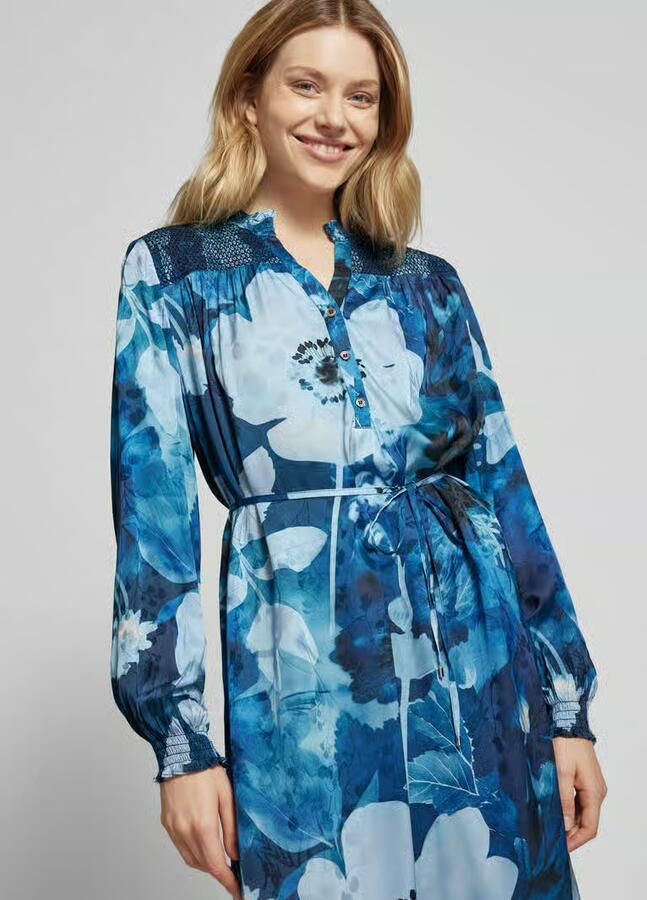 MOS MOSH Knielange jurk met strikceintuur model 'Detta'