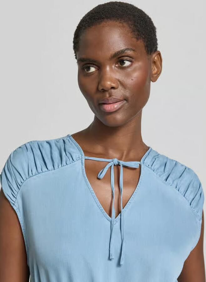 MOS MOSH maxi-jurk met kapmouwen en smokdetails model 'Paola'
