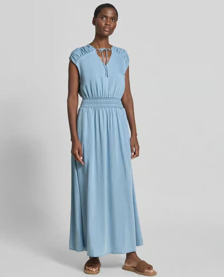 MOS MOSH maxi-jurk met kapmouwen en smokdetails model 'Paola' - Foto 2