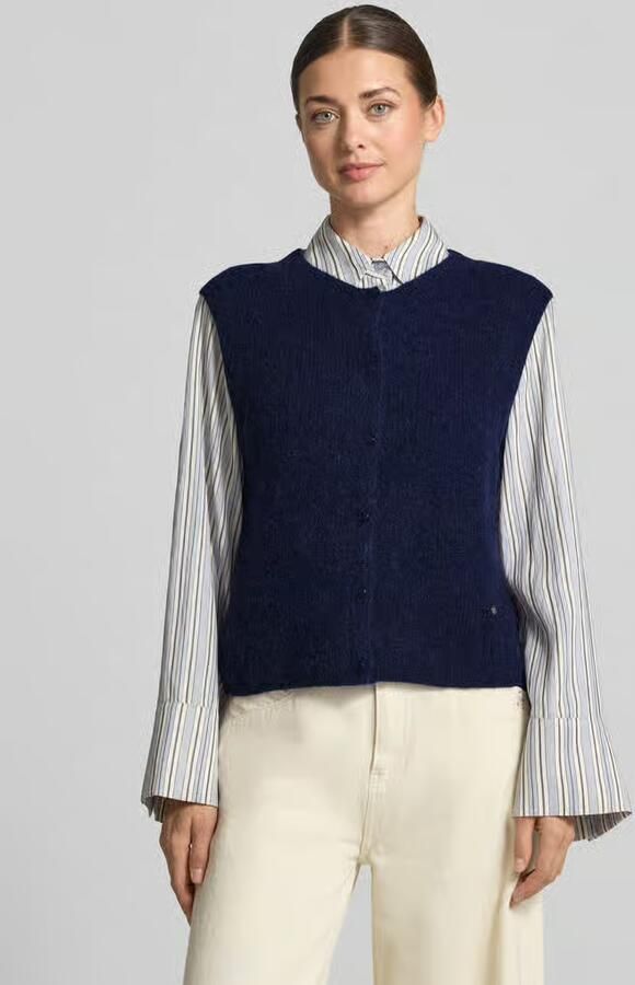 MOS MOSH Regular fit cardigan van elastische alpacamix met knoopsluiting - Foto 2