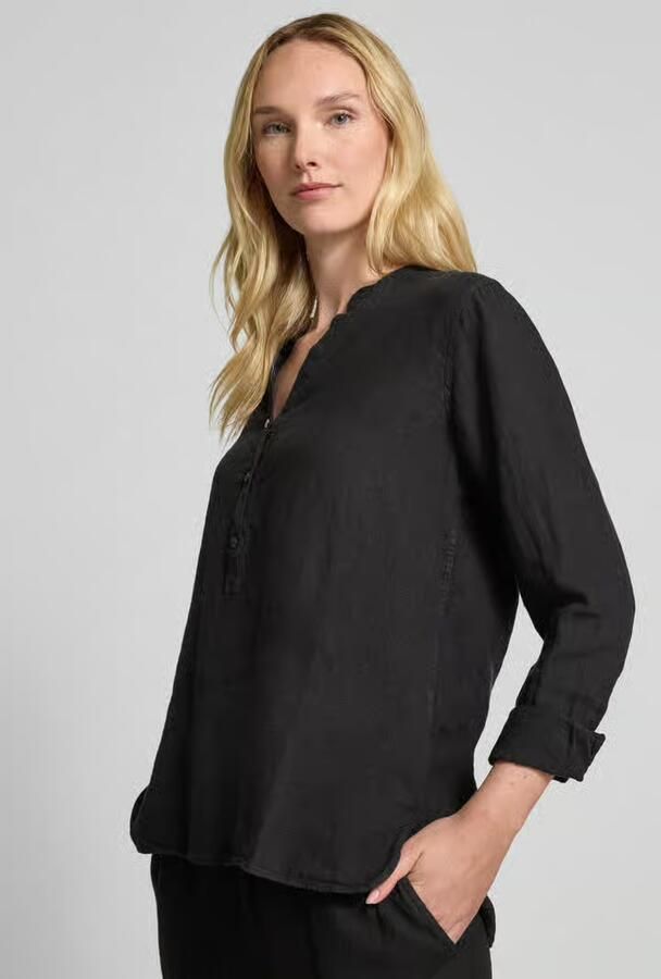 MOS MOSH Regular fit linnen blouse met tuniekkraag model 'Danna'