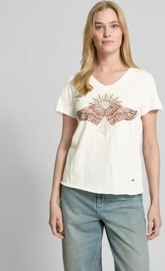 MOS MOSH T-shirt met geribde V-hals model 'Nadine' - Foto 6